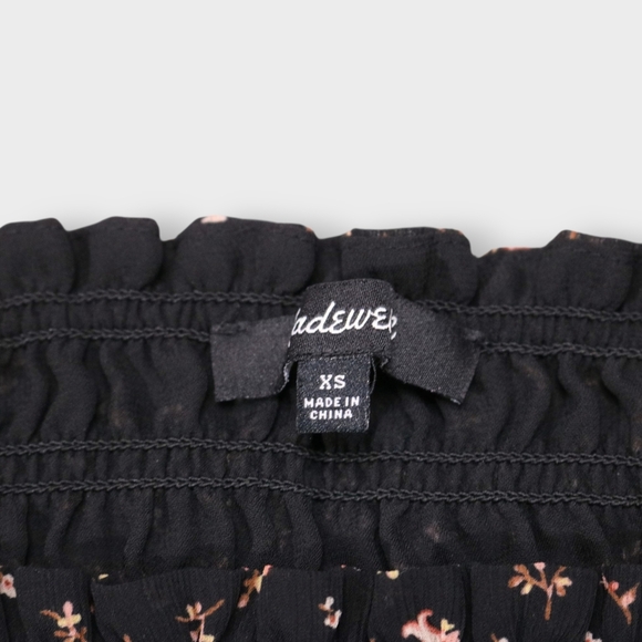 Madewell Georgette Lucie Bubble-Sleeve Smocked Top in Stem Scatter Size XXS - Picture 6 of 10